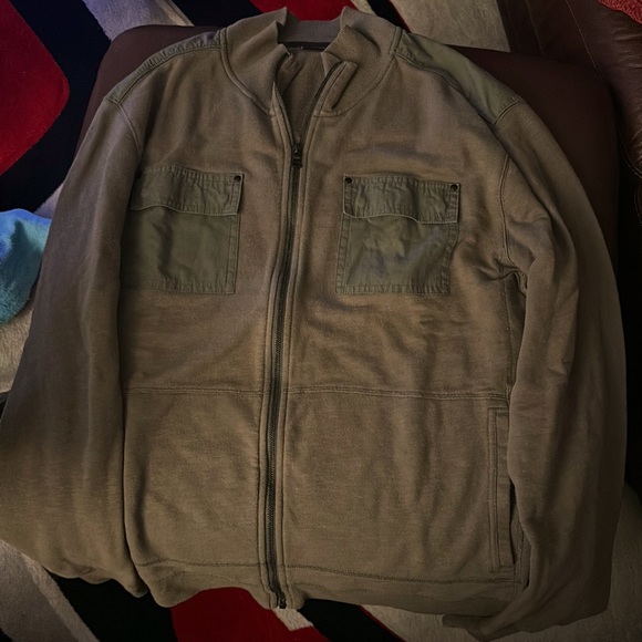 Army green pocketed zip up - Picture 1 of 4